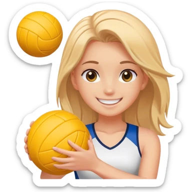 smiling girl with volleyball sticker