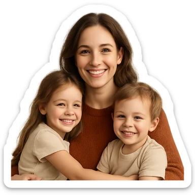 happy family mother, smiling, warm and loving expression sticker