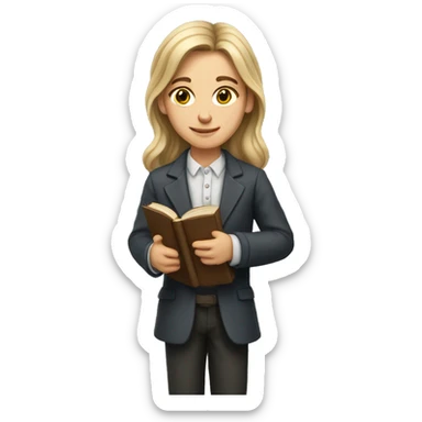 Young teacher of history with tall hair and with a book in hands sticker