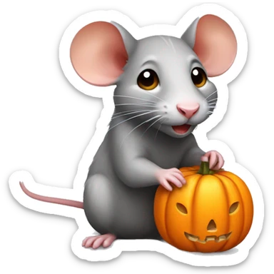 Cute rat with pumpkin sticker
