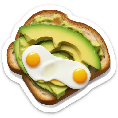 Avocado toast with an egg sticker