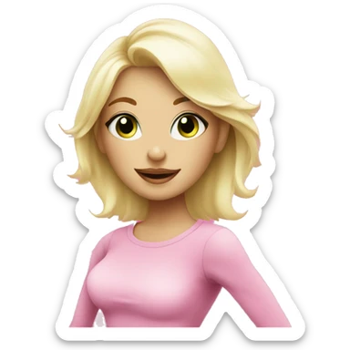 cute platinum blonde with green eyes surrounded by pink shopping bags sticker