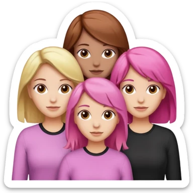 Three girl bestfriends, one with brown hair blonde high lights, one with pink hair , and the other one with dark brown hair sticker