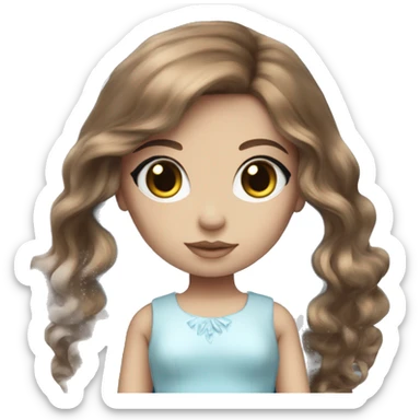 ocean blue doll eyes, brown hair, feminine, girl, angelic  sticker