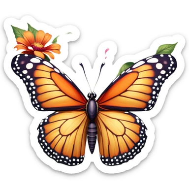 Cinematic Realistic Comical monarch Butterfly Portrait Emoji, Head tilted dramatically with an exaggeratedly amused expression, featuring striking, vividly detailed ruby wings with bold, playful patterns and wide, expressive eyes brimming with humorous disbelief, rendered with lifelike texture and vibrant natural hues, high shine, dramatic yet playful, styled with an air of cheeky garden mischief, soft glowing outline, capturing the essence of a spirited and over‐the‐top red butterfly that looks ready to flutter its way into viral fame! sticker