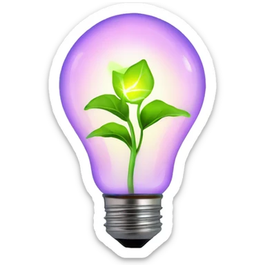 a plant sprout inside a glowing idea lightbulb sticker