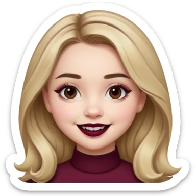 Sabrina carpenter wearing burgundy lipstick  sticker