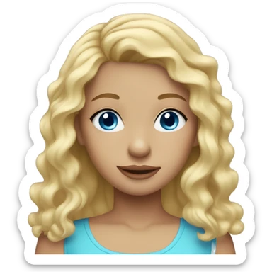 girl with blonde hair wavy hair a head band and blue eyes sticker