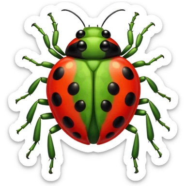  cute GREEN lady bug, 4 LEGS sticker