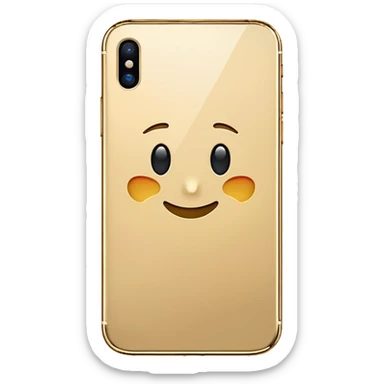 simple gold iPhone with a blank screen, apple emoji style sticker