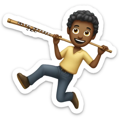 Man with flute twirling on pole sticker