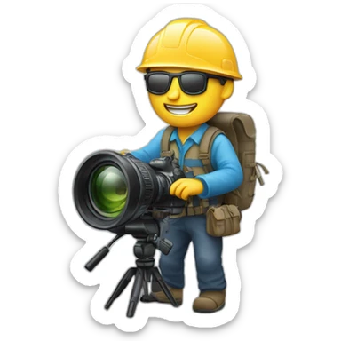 Un monsieur sur une montagne avec un appareil photo sticker