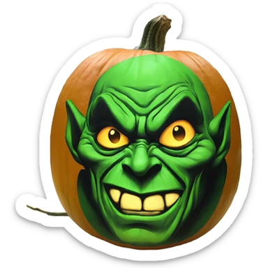Green Goblin painted on a pumpkin sticker