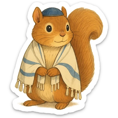 squirrel wearing a yarmulke and tallit sticker