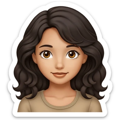 tan girl with black wavy hair and dark brown eyes sticker