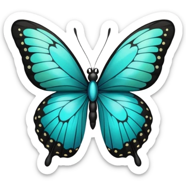 Turquoise and black Butterfly  sticker