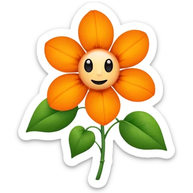 Green stem, white bud with black cartoony face: ;p. And six heart shaped yellowish orange petals sticker