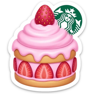 Neon pink strawberry cute Starbucks shortcake sticker