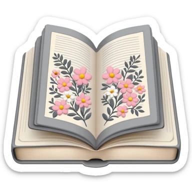 Gray Open book in a girly style sticker
