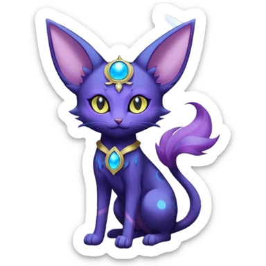 Magical Lunar Celestial Moon-powered Espeon-Umbreon-Purrloin-Delcatty-cat-fusion (full body) sticker