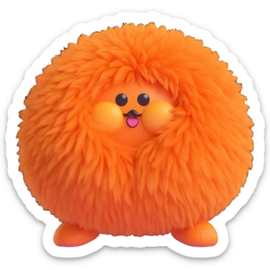 an orange fluffy butt, playful and soft, with visible texture sticker