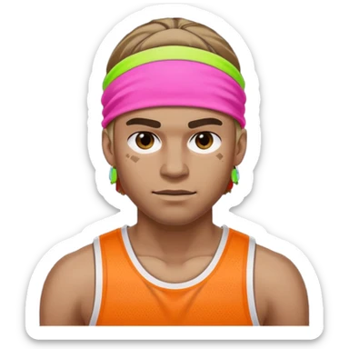 Basketball guy with neon headband sticker