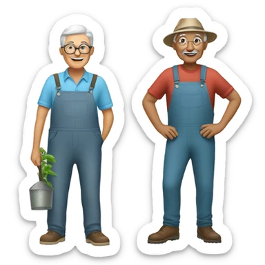 grandfather and grandmother gardener sticker
