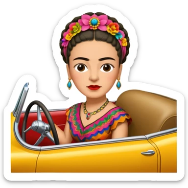 Frida Kahlo driving a car sticker