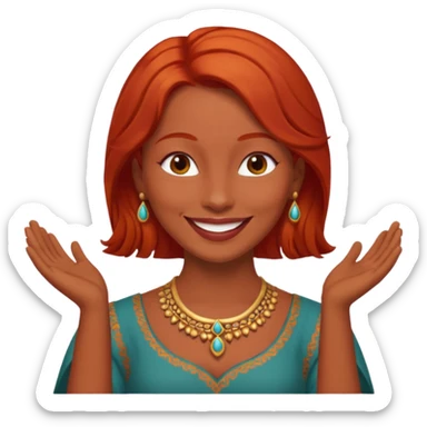 Red head woman praising Indian woman sticker