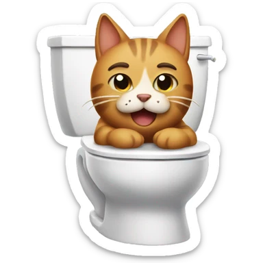 A cat pooping on the toilet  sticker