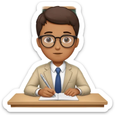 male person writing an exam in class sticker