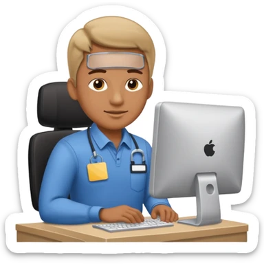 The man working at the computer store sticker