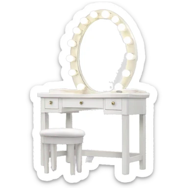 white vanity with hollywood light mirror  sticker