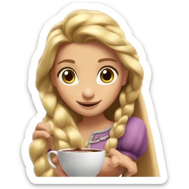 Rapunzel tomando chocolate caliente  sticker