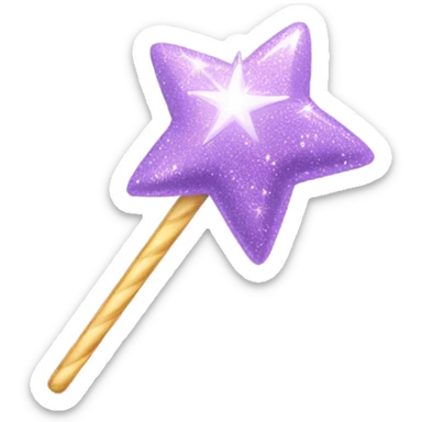 Sparkly lilac magic star wand sticker