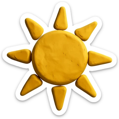 sun icon claymation style sticker
