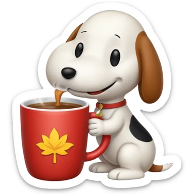 Snoopy enjoying a hot chai sticker