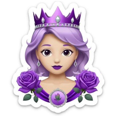Purple shadow rose silver circle plaque with silver tiara sticker