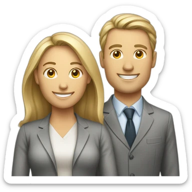 successful team white man and woman sticker