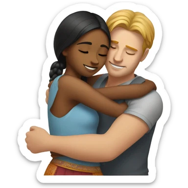 White guy hugging cute indian girl sticker