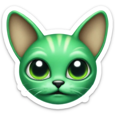 green alien kitten with alien ears sticker