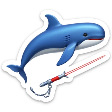 Une baleine avec un sabre laser rouge sticker