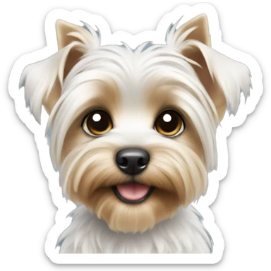 white yorkie puppy sticker