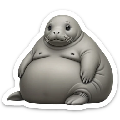 Homunculus Loxodontus, a blob-like gray creature with an elephant seal face, no distinct limbs, small hands folded on what looks like a lap, patient waiting posture sticker