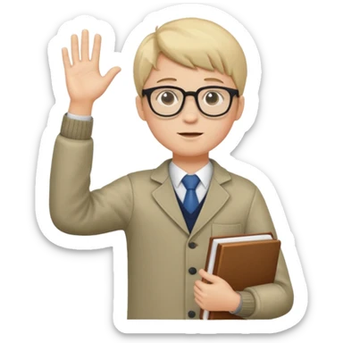 boy focused on studying raising his hand  full body
 sticker