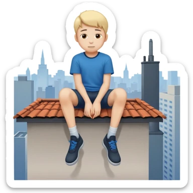 Ragazzo seduto su un tetto di un palazzo, con le gambe a penzoloni sul vuoto sticker