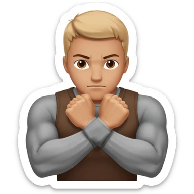 Left and Right fist from the top Perspektive with the Arms crossed over at the wrists  sticker