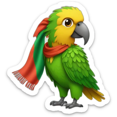 Shaggy-parrot-wearing-scarf-with-brazilian-flag sticker