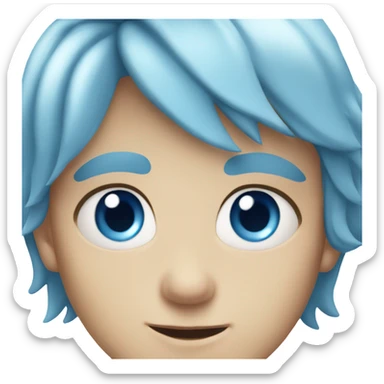 Young Caucasian boy with blue eyes and blue hair sticker