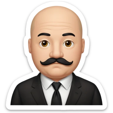 fat Bald guy with thick black mustache & tie sticker